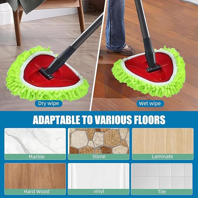 6 PCS Spin Mop Heads Replacements Compatible with Ocedar Easywring 1 Tank System Chenille Mops Duster Pad Washable Dust Refills Green Blue Red