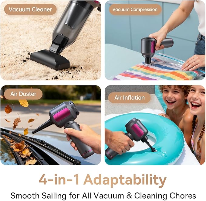 REWONDER Car Vacuum Cleaner High Power, 22000Pa Vacuum Cleaner & 110000RPM Air Duster, Handheld Vacuum with 7800mAh Battery Car Detailing Vacuum, Storage Bag & Multi-Nozzles for Car, Home