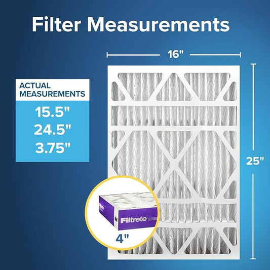 Filtrete 16x25x4(SlimFit), AC Furnace Air Filter, MPR 1550 DP, Healthy Living Ultra Allergen Deep Pleat, 2-Pack, Fits Lennox & Honeywell Devices (exact dimensions 15.5 x 24.5 x 3.75)