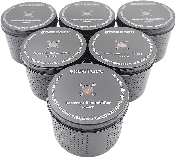 Gun Safe Dehumidifier 200g - Silica Gel Desiccant Canister, Moisture Absorber for Gun Cabinets & Safes, Protect 160 Cubic Feet, Black, Aluminum Shell