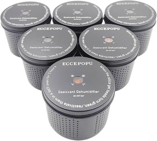 Gun Safe Dehumidifier 200g - Silica Gel Desiccant Canister, Moisture Absorber for Gun Cabinets & Safes, Protect 160 Cubic Feet, Black, Aluminum Shell