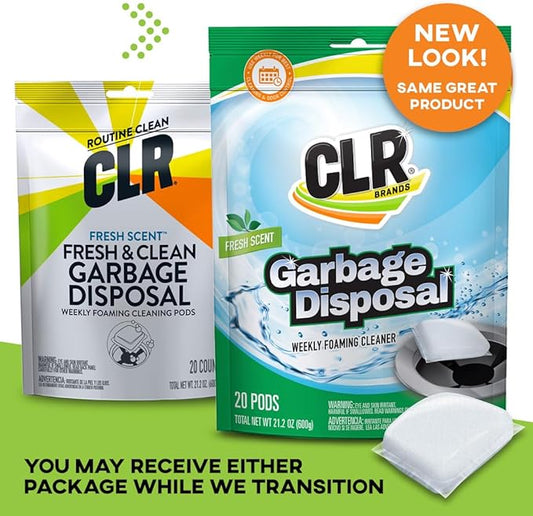 CLR Brands Garbage Disposal Cleaner and Deodorizer Pods, 20 Count, Fresh Scent, Foaming Drain Odor Eliminator, 5 Month Supply
