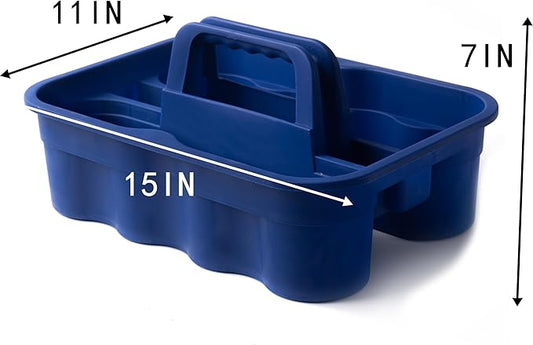 Matthew 3 Pack Large Plastic Tote Tool & Deluxe Supply Cleaning Caddy with Handle Portable Shower Basket Storage Caddy for Cleaning Products,Take-Out Drink,Bathrooms - Blue