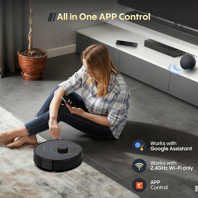 Bagotte Robot Vacuum and Mop, Robot Vacuum Self Emptying, 5000Pa Powerful Suction, 90-Day Hands-Free, Advanced Smart Mapping, LiDAR Navigation Robotic Vacuum for Pet Hair, Dust, Carpet, WiFi/App/Alexa
