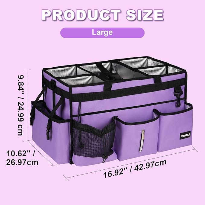 Large Cleaning Caddy Bag With Detachable Divider,Caddy Organizer With Handle,Cleaning Supply Storage With Adjustable Shoulder Strap & Waist Belt For Cleaners,Cleaning Housekeepers