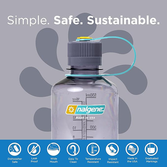 Nalgene Sustain Tritan BPA-Free Water Bottle Made with Material Derived from 50% Plastic Waste (using ISCC certified mass balance), 16 OZ, Narrow Mouth, Aubergine