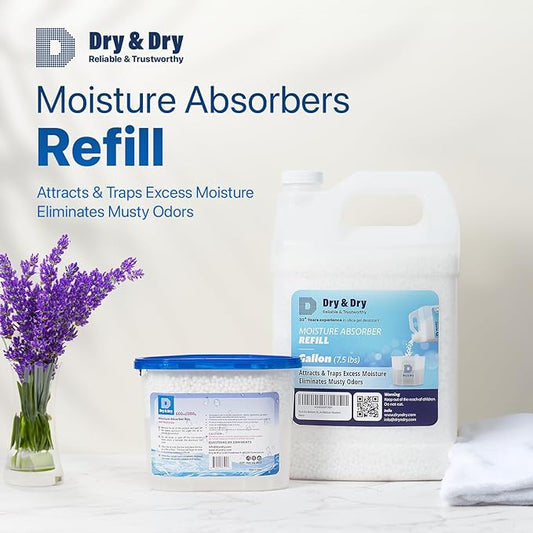 Dry & Dry Moisture Absorbers Refill Beads (30 LBS) - Dehumidifiers for Home Dehumidifier for Basement Dehumidifiers for Bedroom Small Dehumidifiers, Moisture Absorber Refill, Fragrance Free