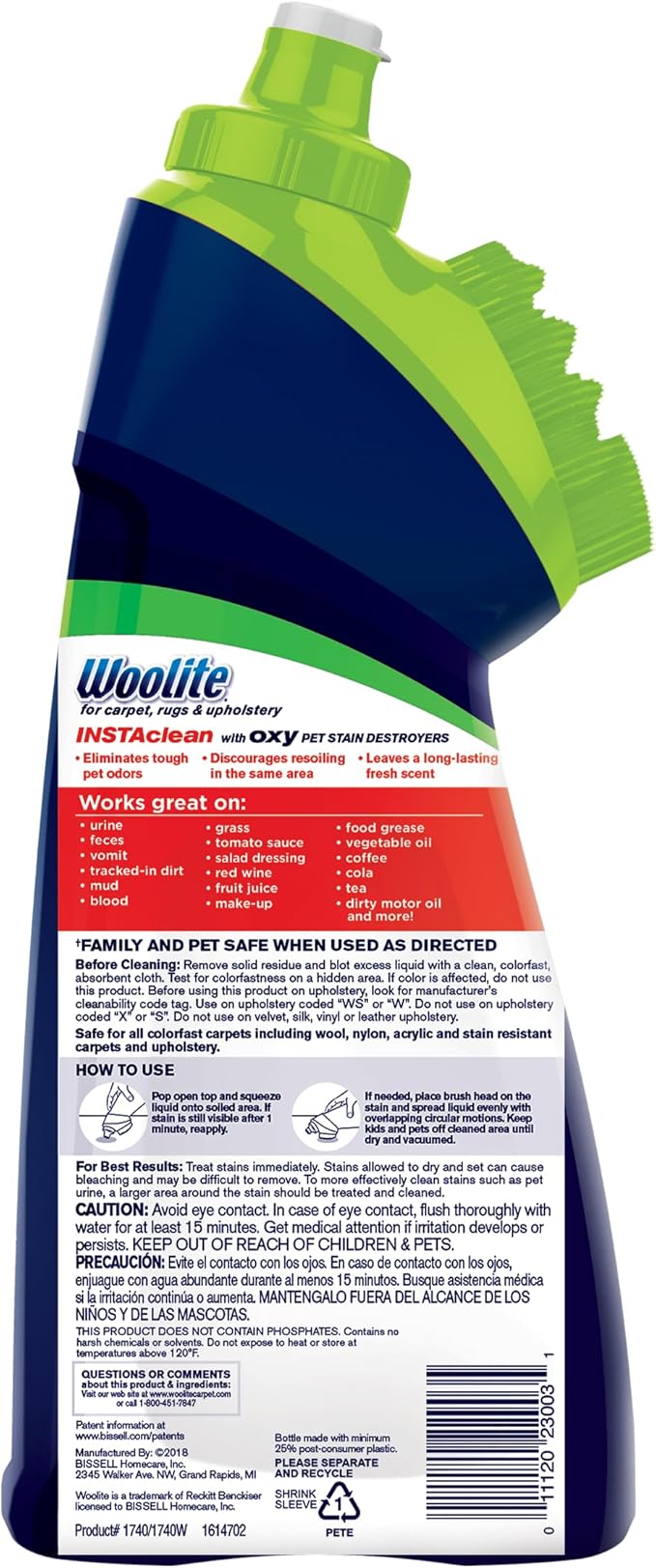 Bissell InstaClean Oxy Pet Spot and Stain Remover with Brush Head, 4 pack, 17409