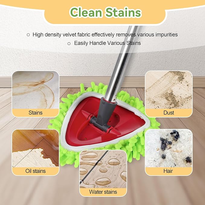 6 Pack Reusable Microfiber Mop Pads Compatible with O-Cedar EasyWring Triangle Mop,Elastic Mop Head Replacement for Deep Clean,Machine Washable Mop Refills