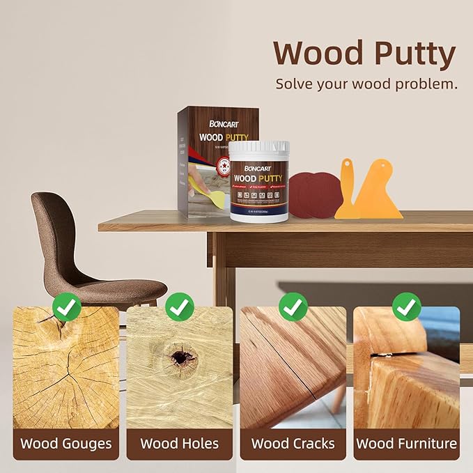 Wood Filler,Wood Putty,Wood Filler Paintable,Wood Repair Putty Stainable,9.87 Ounce White wood filler,Wood furniture repair kit,Quickly repair any broken and defective wooden furniture