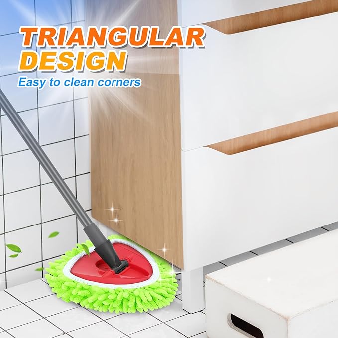 2 Pack Mop Pads Compatible with O-Cedar Easy Wring 1-Tank Spin Mop System, Hardwood Floor Cleaning, Green