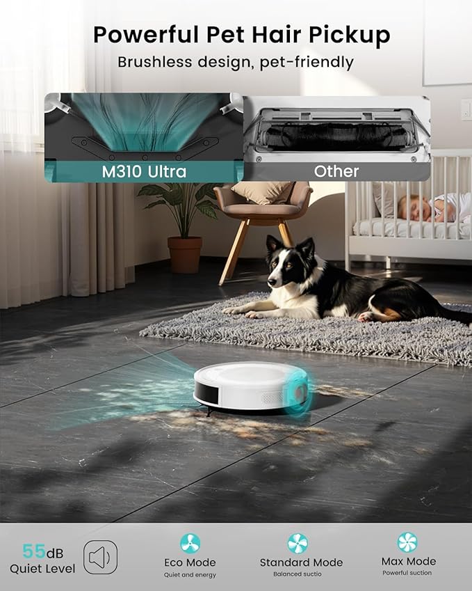 Lefant M310 Ultra Robot Vacuum and Mop, 6000Pa Suction-Slim Robotic Cleaner with ToF LiDAR Navigation, Accurate Obstacle Avoidance, WiFi/App/Alexa Control, 170min Runtime, for Pet Hair and Home