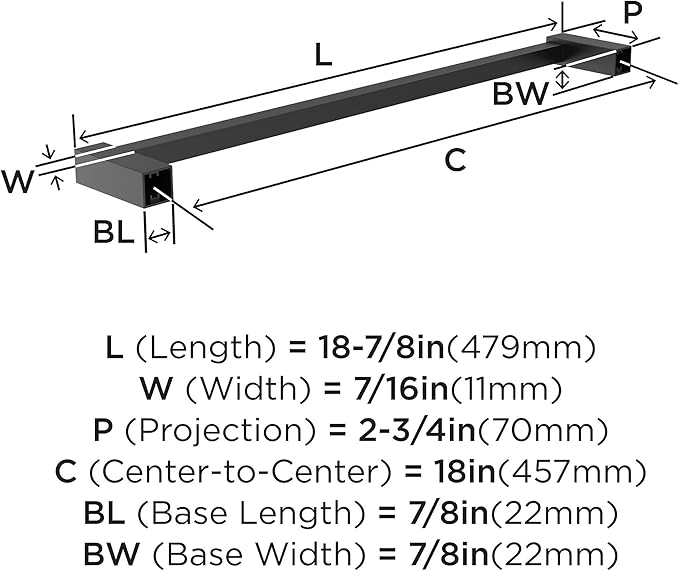Amerock BH36083MB | Matte Black Towel Bar | 18 in (457 mm) Towel Rack | Monument | Bathroom Towel Holder | Bathroom Hardware | Bath Accessories