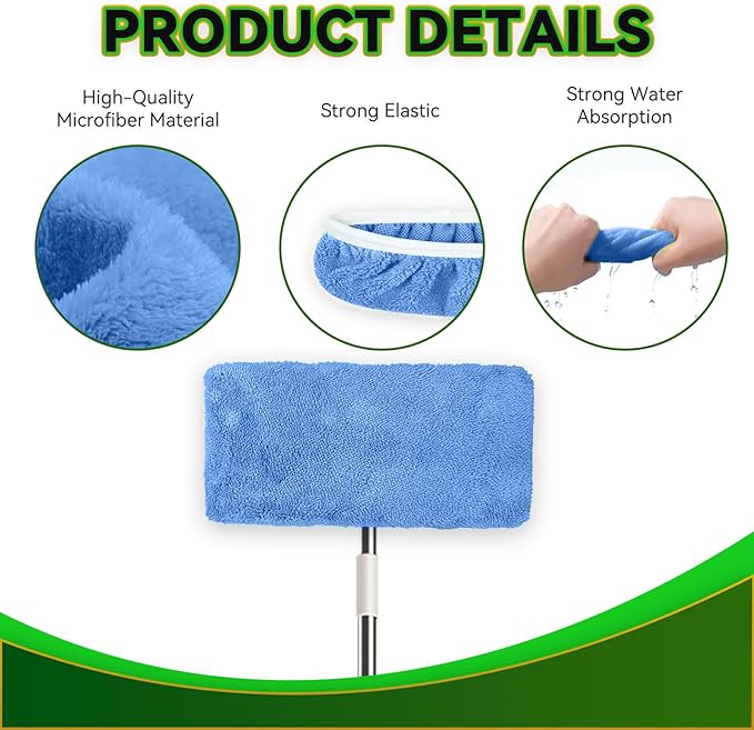 6 Pack Reusable Microfiber Mop Pads Compatible with Swiffer Sweeper, Washable Dry Sweeping Cloths & Wet Mopping Cloths Wet Pads Refill for Floor Cleaning (Mop is Not Included)