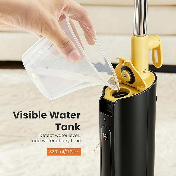 Sweetcrispy Steam Mop for Floor Cleaning,Lightweight Floor Steamer Cleaner for Hardwood/Tile/Laminate Floors Carpet, 2 Washable Pad, Black and Yellow