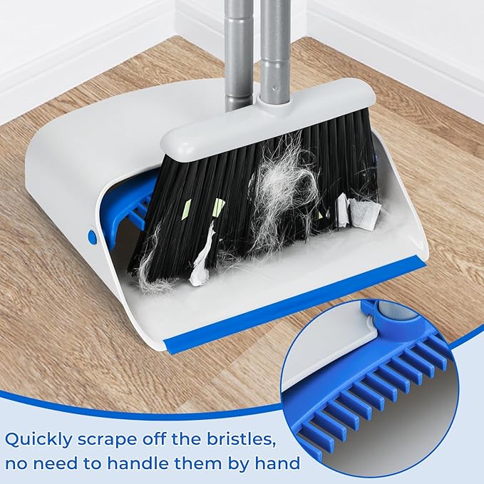 Broom with Dustpan Combo Set, Dustpans Stand Up