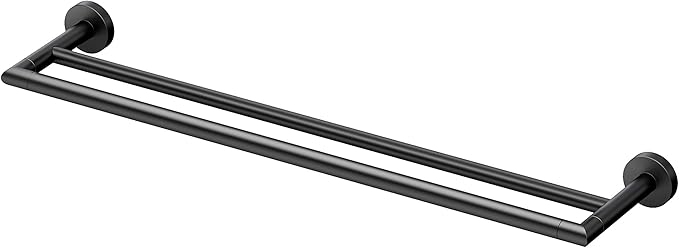 Gatco 4634MX Glam Double Towel Bar, Matte Black, 24 Inch, Double Bar