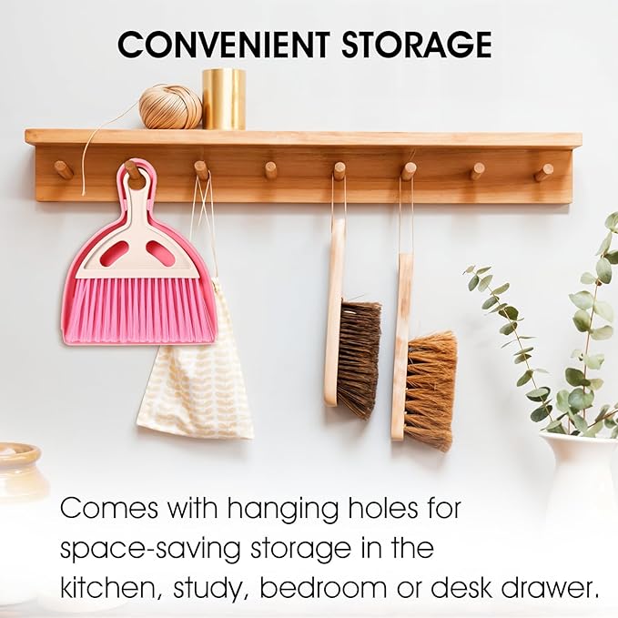 9 Pack Mini Dust Pan and Brush Set, Small Hand Broom and Dustpan Set with Handle - 3 Colors Plastic Cleaning Tools for Desk, Table, Keyboard, Car, Pet Food Crumbs