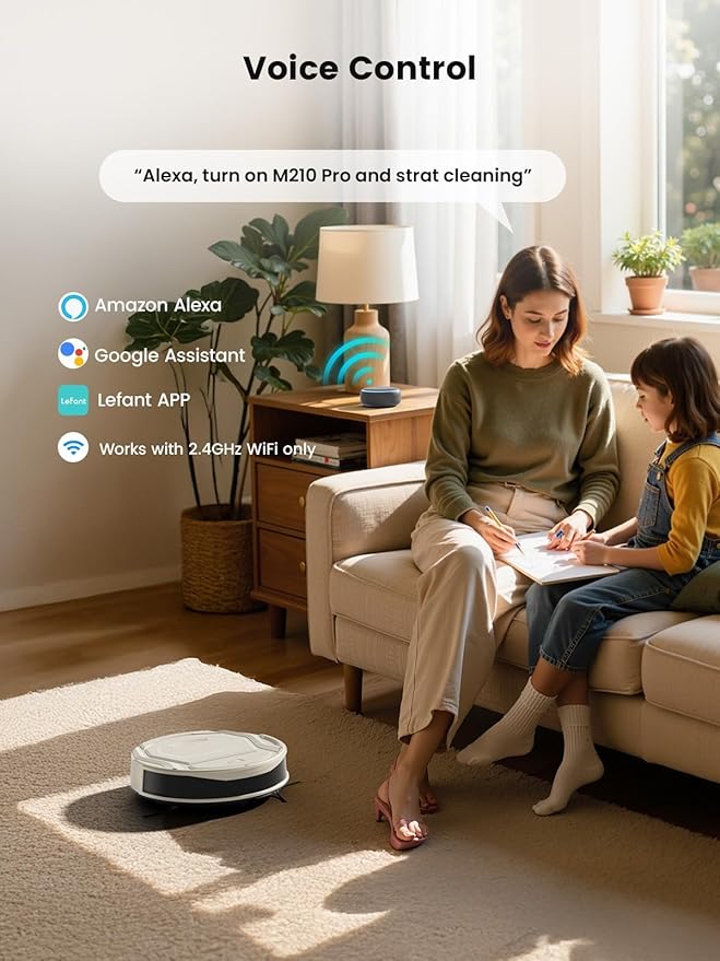 Lefant M210 Pro Robot Vacuum, Strong 4000Pa Suction, 200 Min Runtime, Super Slim Thin, Low Noise, Self-Charging, Wi-Fi/App/Alexa Control, Ideal for Pet Hair & Hard Floors