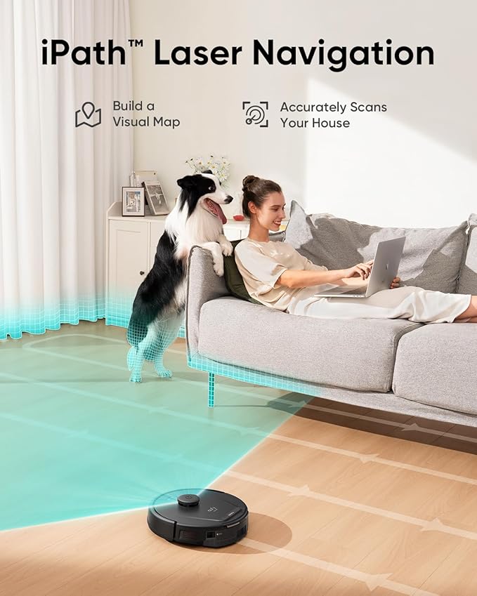eufy Certified Like-New L60 Robot Vacuum, Ultra Strong 5,000 Pa Suction, iPath Laser Navigation, for Deep Floor Cleaning, Ideal for Hair, Hard Floors (Renewed)