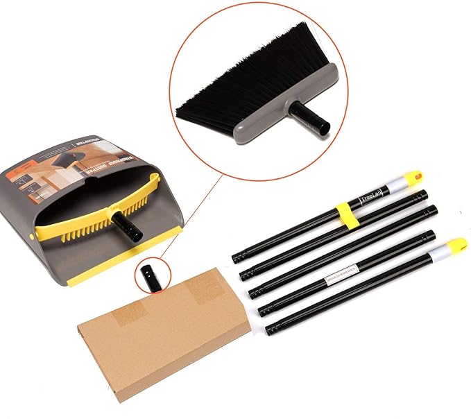 TreeLen Broom with Dustpan Combo Set,Stand up Dust Pans with Long Handle 40"/52" Broom and Dustpan Set for Home Kitchen Shop Indoor Commercial Heady Duty Upright Lobby Dustpan