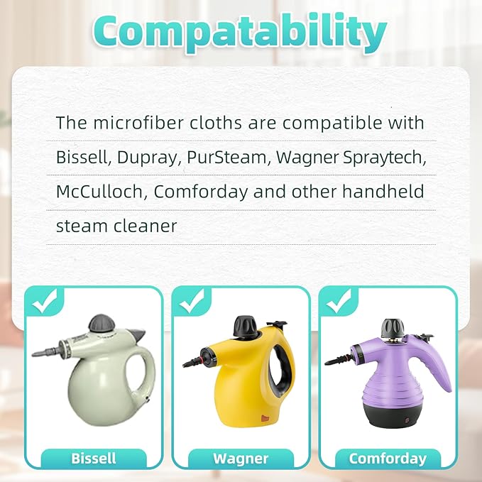 10 Pack Microfiber Cloth for Handheld Steam Shot, Steam Cleaner Accessories, Reusable Washable Steam Mop Pads Compatible with Most of Handheld Steam Shot/Cleaners （Grey）