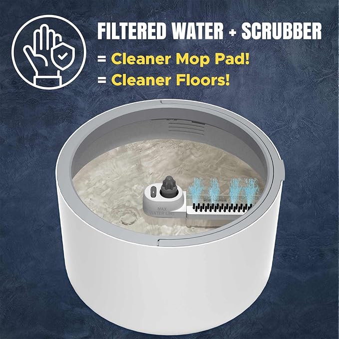 VENETIO Innowellclean Water Filtration Triangle Spin Mop and Bucket Set for Floor Cleaning - Self Wringing/Dry/Wet All-in-One Microfiber Mop System for Home Hardwood, Laminate, Tile (2 Pads)
