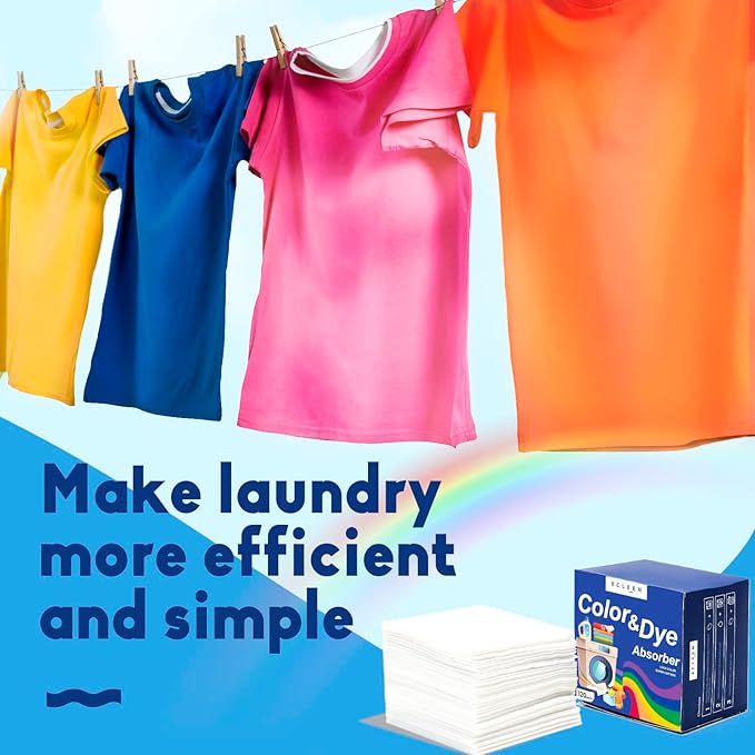 Color Absorber Laundry Sheets 120 Count, Dye Catcher to Prevent Clothes from Smearing, Fragrance Free Color Trapping Sheets for Home School or Apartment