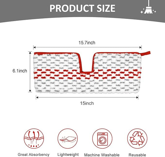 Microfiber Spray Mop Pads Compatible with Oceda ProMist MAX, Dual-Action Washable Flip Mop Pads Replacement for Dry Wet Floor Cleaning, 3 Packs Red