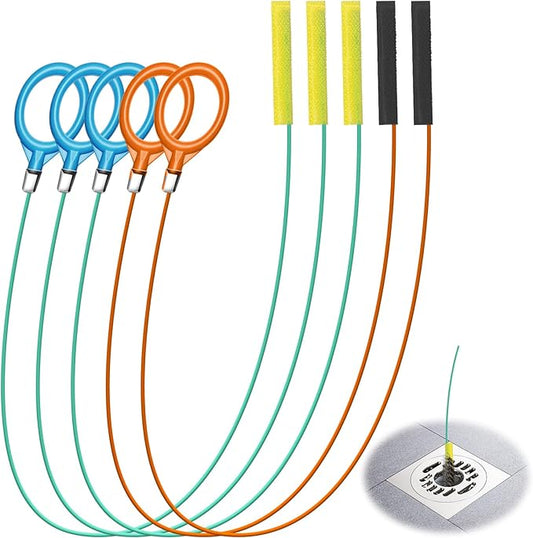5-Pack 50-Inch Snake Drain Cleaners, Resistant Metal With a Nylon Layer, Long Sink Drain Snake Tool, Suitable For Clogged Bathroom Sinks, Bathtubs, Shower Rooms, And Kitchen Drains.