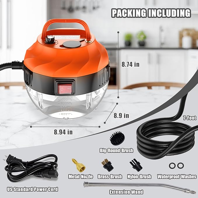 2500W Steam Cleaner for Home, High Pressure Handheld Steam Cleaner with 6-gears Adjustable, Portable Steamer for Cleaning Car Upholstery Tile Grout Home