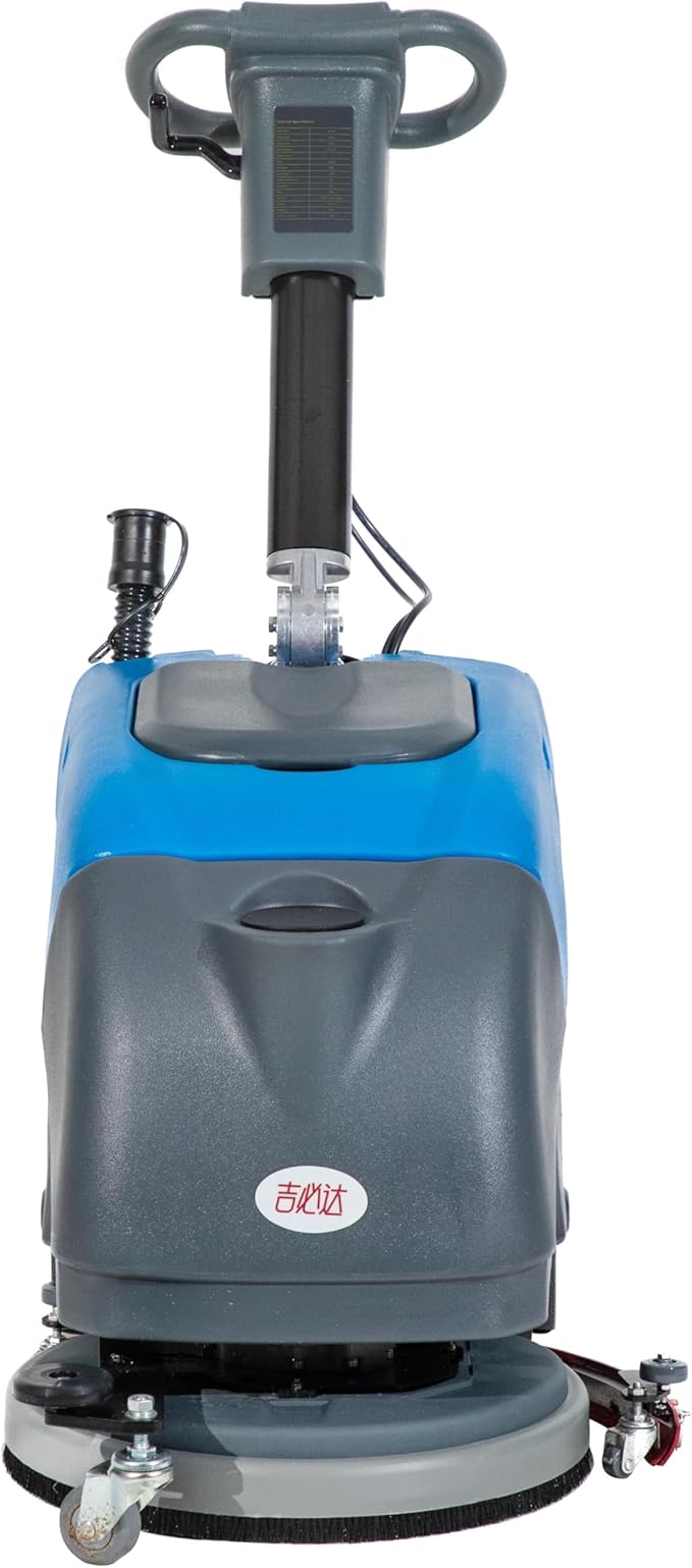 Floor Scrubber Machine with 15'' Brush, Foldable Walk Behind Hand Push Floor Scrubber Machine, good for office/restaurant(EM-25 Blue)