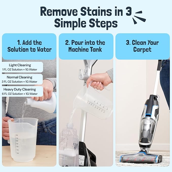 Sunny & Honey Carpet Cleaner Solution - 128 Fl Oz, Fresh Summer Scent - Deep Stain Remover & Surface Deodorizer - Pet & Rug Cleaner - Upholstery Cleaning for Machine Use