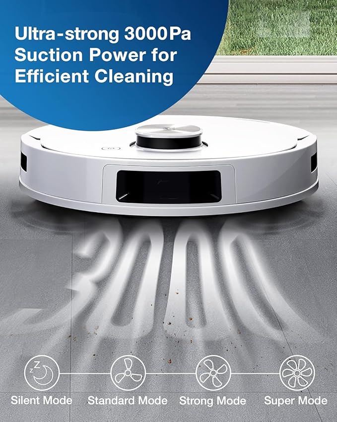 ECOVACS DEEBOT TEO+ Robot Vacuum and Mop Combo with Auto-Empty Station, Precision Laser Mapping, 3D Maps, Oscillating Mopping, 3000Pa Suction, Hands-Free Cleaning for Up to 60 Days