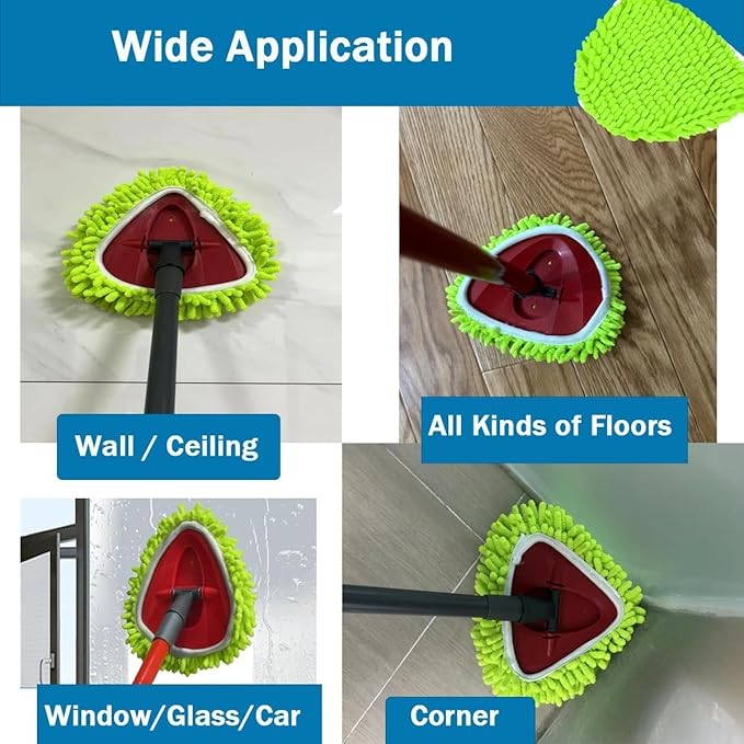 6 PCS Spin Mop Heads Replacements Compatible with Ocedar Easywring 1 Tank System Chenille Mops Duster Pad Washable Dust Refills Green Blue Red