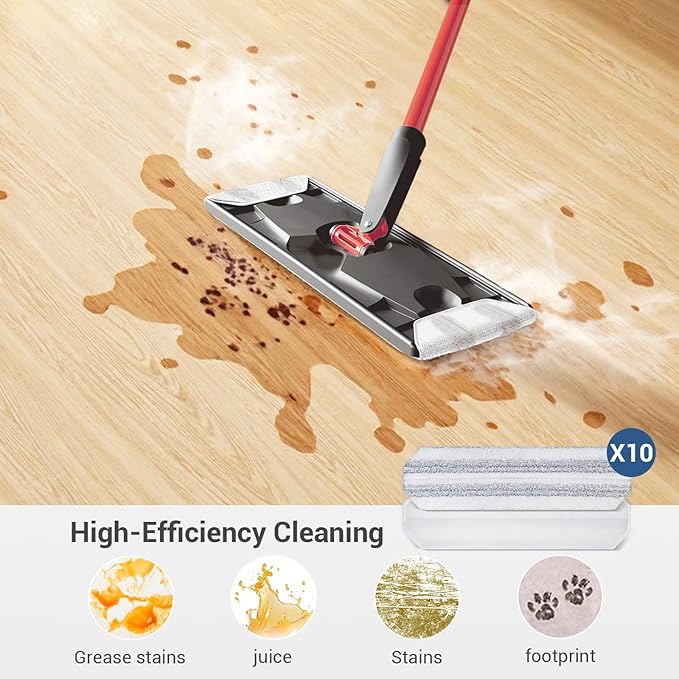 10Pcs Mop Replacement Pads,Compatible with O Cedar H2prO Flat Mop System Universal Mop Pads Mop Head Refills Washable Wet Mop,Replacment for Vileda H2prO Size Mops 15.94'' x 4.33''