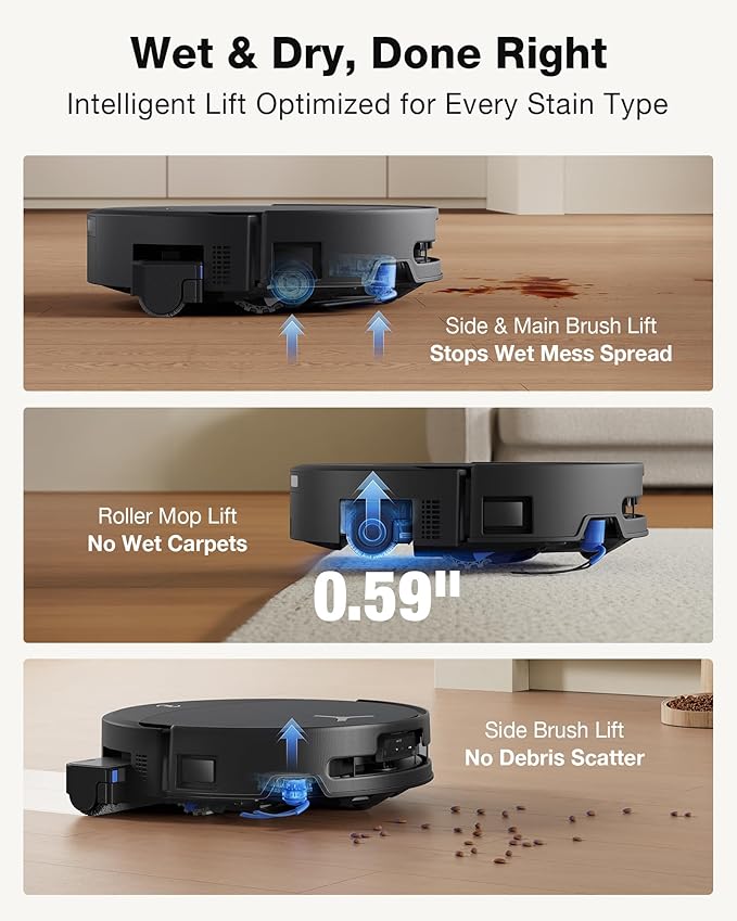 ECOVACS DEEBOT T90 PRO OMNI Robot Vacuum and Mop, 30,000Pa Suction, Instant Self-Cleaning OZMO Roller Mop, TruEdge Deep Edge Cleaning, ZeroTangle, Hot Water Wash & 145°F Air Dry, AI Obstacle Avoidance