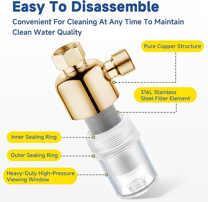 Washing Machine Water Filter,Filters For Washing Machine,Garden Hose,Rv Water Hose,Camper Water Filter,For Shower,For Sink Faucet,Compatible With 1/2 3/4 Ports (T Port)