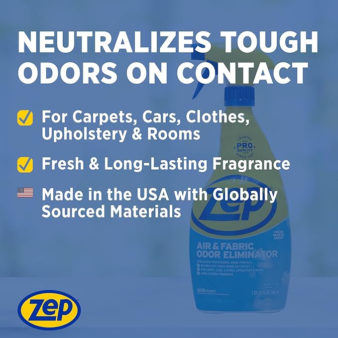 Zep Air and Fabric Odor Eliminator and Freshener - 32 oz (Pack of 12) ZUAIR32 - Neutralizes Tough Unwanted Odors on Contact. Refresh Your Home, Office and Business