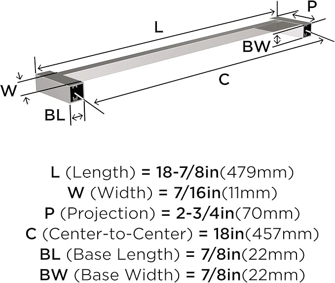 Amerock Monument Polished Nickel 18 inch (457mm) Towel Bar, BH36083PN