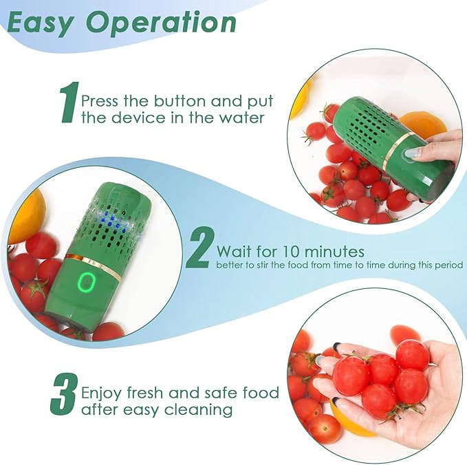 Cudinham Fruit and Vegetable Purifier Cleaner Washing Machine Capsule Shape Disinfection OH-ion Purification Technology for Cleaning Grains Rice Meat Seafood, Green