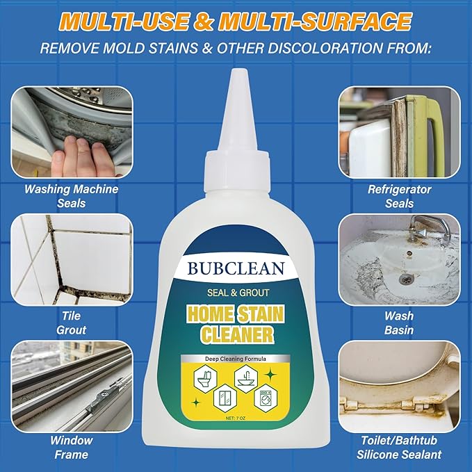 Home Stain Remover Gel Cleaner, Heavy Duty Black Surface Stain Cleaner for Washing Machine, Bathroom Grout, Shower, Bathtub, Tile, Fridge Rubber, Kitchen Sinks, 1 Pack