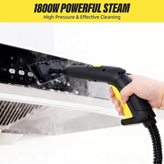 Rolling Steam Cleaner for Floors & Cars, 1800W Portable Steam Cleaner with 2.0L Tank & 5m Cord,Multi-Scenario Cleaner for Home, Car, Kitchen, Bathroom, Tile, Grout, Carpet