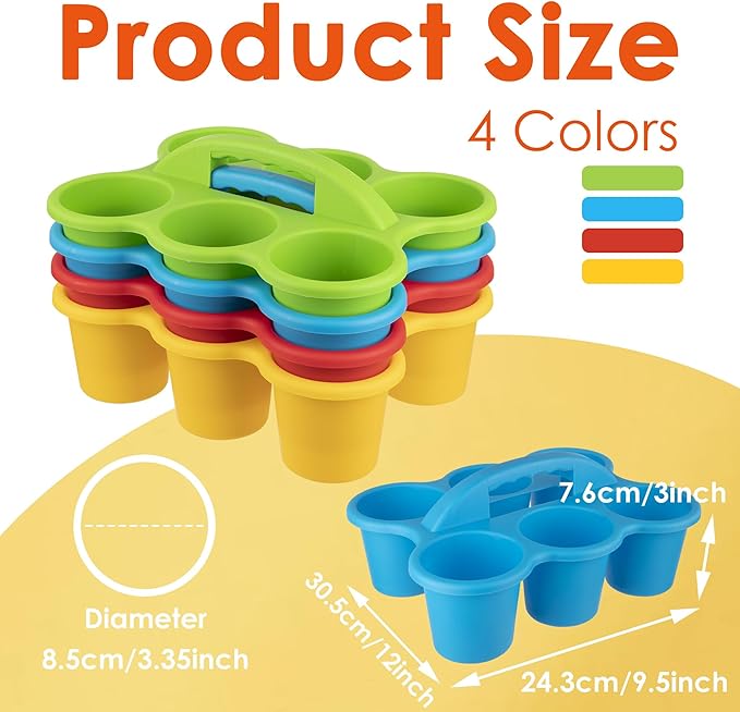 4 Pack Classroom Caddy For School,Kidsroom,Pencil Holder,Plastic Cup Caddy for Drink Delivery (Rainbow)