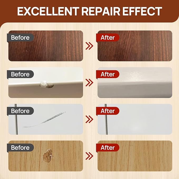 Wood Furniture Repair Kit, Wood Touch up Fillers, Repair Scratches, Cracks, Paint Chips, and Nail Holes on Furniture, Floors, Doors, Cabinets, and Tables (10 Colors)
