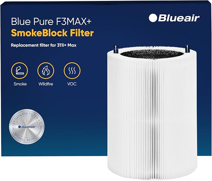 BLUEAIR Blue Pure 311i+ Max SmokeBlock Genuine Replacement Filter, Extra Carbon Captures 99.99% of Wildfire Smoke, fits Blue Pure 311i+ Max Air Purifier
