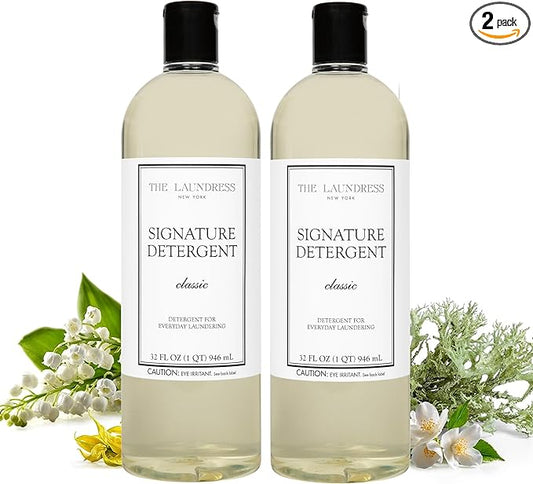 The Laundress Luxury Laundry Detergent, 31 Loads, Scented Signature Classic Fragrance, Concentrated Triple Enzyme Deep Cleaning and Targeted Stain Remover, 96% USDA Biobased Product (Pack of 2)