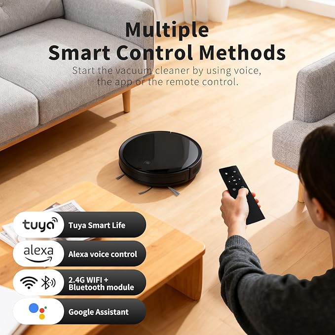 Livvi Robot Vacuum and Mop Combo - 3500pa 2 in 1 Robot Vacuum with WiFi/App/Voice, 120 min Runtime, Super Thin, Quiet, Self-Charging, for Hard Floors (G100)