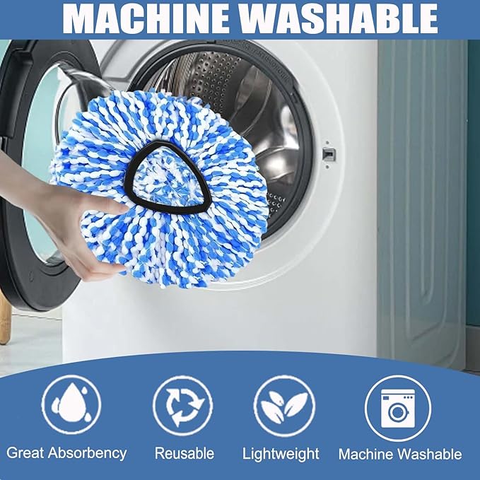 3-Pack Spin Mop Replacement Head for O-Ceda RinseClean Spin Mop Refill 2-Tank System Microfiber Deep Cleaning Machine Washable and Easy-to-Replace