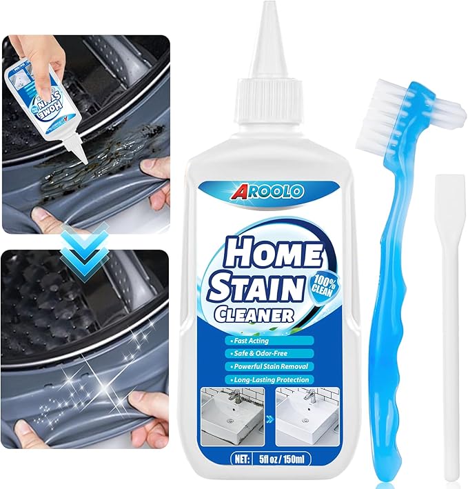 Home Stain Remover Gel, Heavy Duty Cleaner for Grout, Tiles, Kitchen Sinks, Showers, Washing Machines, Refrigerators, Bathtubs, Walls, Household Cleaning Solution, 5 Fl Oz